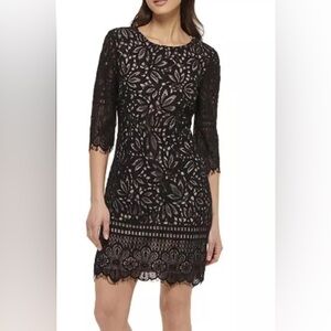 Kensie Black Lace Midi Sheath Dress Size 12 NWT Graduation